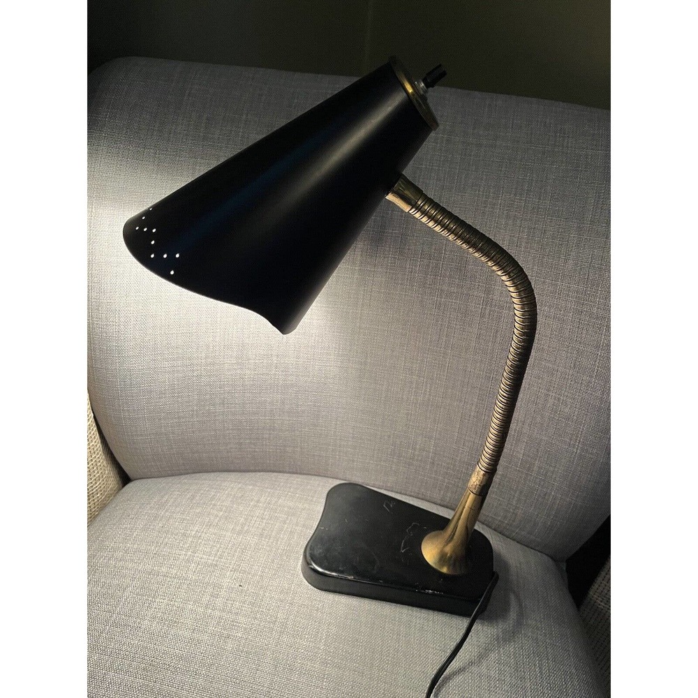 VINTAGE Switt Sectional Shades Flexible Neck Desk Lamp W/ Punched Shade Tested!